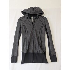 Lululemon Heathered Herringbone Define Jacket Gray Black Hooded Sz 6 Athleisure